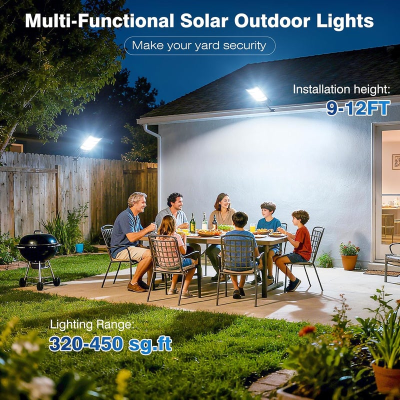 Vipzon Solar Lights Outdoor - 6500K Solar Street Lights Outdoor Dusk to Dawn, 270° Wide Angle Security Flood Light IP66 Waterproof Solar Lights, Motion Sensor Led Street Lights For Yard/Road/Farm-2PACK - Image 2